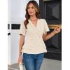 imageGRACE KARIN 2025 Womens Business Casual Outfits Peplum Tops Dressy Summer Short Sleeve V Neck Wrap Work Blouse ShirtsApricot