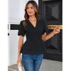imageGRACE KARIN 2025 Womens Business Casual Outfits Peplum Tops Dressy Summer Short Sleeve V Neck Wrap Work Blouse ShirtsBlack