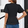 imageGRACE KARIN 2025 Womens Business Casual Outfits Peplum Tops Dressy Summer Short Sleeve V Neck Wrap Work Blouse ShirtsBlack