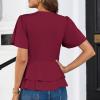 imageGRACE KARIN 2025 Womens Business Casual Outfits Peplum Tops Dressy Summer Short Sleeve V Neck Wrap Work Blouse ShirtsDark Red