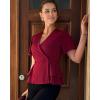 imageGRACE KARIN 2025 Womens Business Casual Outfits Peplum Tops Dressy Summer Short Sleeve V Neck Wrap Work Blouse ShirtsDark Red