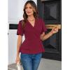imageGRACE KARIN 2025 Womens Business Casual Outfits Peplum Tops Dressy Summer Short Sleeve V Neck Wrap Work Blouse ShirtsDark Red