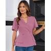 imageGRACE KARIN 2025 Womens Business Casual Outfits Peplum Tops Dressy Summer Short Sleeve V Neck Wrap Work Blouse ShirtsGray Pink