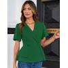 imageGRACE KARIN 2025 Womens Business Casual Outfits Peplum Tops Dressy Summer Short Sleeve V Neck Wrap Work Blouse ShirtsGreen