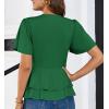 imageGRACE KARIN 2025 Womens Business Casual Outfits Peplum Tops Dressy Summer Short Sleeve V Neck Wrap Work Blouse ShirtsGreen
