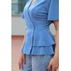 imageGRACE KARIN 2025 Womens Business Casual Outfits Peplum Tops Dressy Summer Short Sleeve V Neck Wrap Work Blouse ShirtsLight Blue