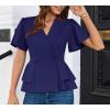 imageGRACE KARIN 2025 Womens Business Casual Outfits Peplum Tops Dressy Summer Short Sleeve V Neck Wrap Work Blouse ShirtsNavy