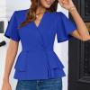imageGRACE KARIN 2025 Womens Business Casual Outfits Peplum Tops Dressy Summer Short Sleeve V Neck Wrap Work Blouse ShirtsNavy Blue