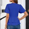 imageGRACE KARIN 2025 Womens Business Casual Outfits Peplum Tops Dressy Summer Short Sleeve V Neck Wrap Work Blouse ShirtsNavy Blue
