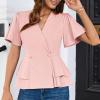 imageGRACE KARIN 2025 Womens Business Casual Outfits Peplum Tops Dressy Summer Short Sleeve V Neck Wrap Work Blouse ShirtsPink