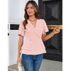 imageGRACE KARIN 2025 Womens Business Casual Outfits Peplum Tops Dressy Summer Short Sleeve V Neck Wrap Work Blouse ShirtsPink
