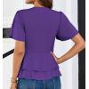 imageGRACE KARIN 2025 Womens Business Casual Outfits Peplum Tops Dressy Summer Short Sleeve V Neck Wrap Work Blouse ShirtsPurple