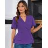 imageGRACE KARIN 2025 Womens Business Casual Outfits Peplum Tops Dressy Summer Short Sleeve V Neck Wrap Work Blouse ShirtsPurple