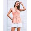 imageGRACE KARIN Ladies Casual Tops Flutter Sleeve Crew Neck Pleated Front ALine Blouse Summer Shirts Light Pink XL