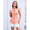 imageGRACE KARIN Ladies Casual Tops Flutter Sleeve Crew Neck Pleated Front ALine Blouse Summer Shirts Light Pink XL