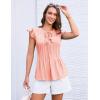 imageGRACE KARIN Ladies Casual Tops Flutter Sleeve Crew Neck Pleated Front ALine Blouse Summer Shirts Light Pink XL