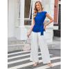 imageGRACE KARIN Womens Cap Sleeve Tops 2025 Summer Tie Waist Crew Neck Elegant Blouse Dressy Casual Work Business ShirtsDark Blue