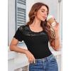 imageGRACE KARIN Womens Lace Going Out Tops Slim Fit Short Sleeve Blouse Summer Dressy T Shirts 2025 Fashion Clothes Trendy OutfitBlack