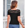 imageGRACE KARIN Womens Lace Going Out Tops Slim Fit Short Sleeve Blouse Summer Dressy T Shirts 2025 Fashion Clothes Trendy OutfitBlack