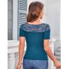 imageGRACE KARIN Womens Lace Going Out Tops Slim Fit Short Sleeve Blouse Summer Dressy T Shirts 2025 Fashion Clothes Trendy OutfitBlue Green