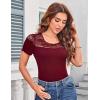 imageGRACE KARIN Womens Lace Going Out Tops Slim Fit Short Sleeve Blouse Summer Dressy T Shirts 2025 Fashion Clothes Trendy OutfitBurgundy