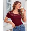 imageGRACE KARIN Womens Lace Going Out Tops Slim Fit Short Sleeve Blouse Summer Dressy T Shirts 2025 Fashion Clothes Trendy OutfitBurgundy