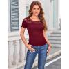 imageGRACE KARIN Womens Lace Going Out Tops Slim Fit Short Sleeve Blouse Summer Dressy T Shirts 2025 Fashion Clothes Trendy OutfitBurgundy