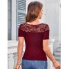 imageGRACE KARIN Womens Lace Going Out Tops Slim Fit Short Sleeve Blouse Summer Dressy T Shirts 2025 Fashion Clothes Trendy OutfitBurgundy