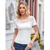 imageGRACE KARIN Womens Lace Going Out Tops Slim Fit Short Sleeve Blouse Summer Dressy T Shirts 2025 Fashion Clothes Trendy OutfitWhite