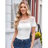 imageGRACE KARIN Womens Lace Going Out Tops Slim Fit Short Sleeve Blouse Summer Dressy T Shirts 2025 Fashion Clothes Trendy OutfitWhite