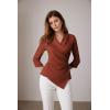 imageGRACE KARIN Womens V Neck Casual Work Tops 34 Sleeve Office Dressy Blouse Asymmetrical Elegant ShirtsCaramel