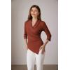 imageGRACE KARIN Womens V Neck Casual Work Tops 34 Sleeve Office Dressy Blouse Asymmetrical Elegant ShirtsCaramel