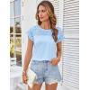 imageWomens Cap Sleeve Cute Tops Summer T Shirts Round Neck Causal Fashion Basic Tee Light Blue S
