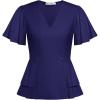 imageGRACE KARIN 2025 Womens Business Casual Outfits Peplum Tops Dressy Summer Short Sleeve V Neck Wrap Work Blouse ShirtsNavy