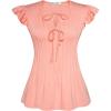 imageGRACE KARIN Ladies Casual Tops Flutter Sleeve Crew Neck Pleated Front ALine Blouse Summer Shirts Light Pink XL