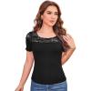 imageGRACE KARIN Womens Lace Going Out Tops Slim Fit Short Sleeve Blouse Summer Dressy T Shirts 2025 Fashion Clothes Trendy OutfitBlack