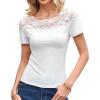 imageGRACE KARIN Womens Lace Going Out Tops Slim Fit Short Sleeve Blouse Summer Dressy T Shirts 2025 Fashion Clothes Trendy OutfitWhite