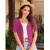 imageGRACE KARIN 2025 Womens Short Sleeve V Neck Cardigans Sweaters Open Front Knit Crochet Button Bolero Shrugs TopsRose Red