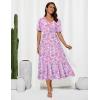 imageGRACE KARIN 2025 Womens Summer Floral Flowy A Line Midi Dresses Elegant Short Sleeve Smocked VNeck Tiered DressesBlue Purple