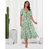 imageGRACE KARIN 2025 Womens Summer Floral Flowy A Line Midi Dresses Elegant Short Sleeve Smocked VNeck Tiered DressesGreen White
