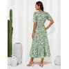 imageGRACE KARIN 2025 Womens Summer Floral Flowy A Line Midi Dresses Elegant Short Sleeve Smocked VNeck Tiered DressesGreen White