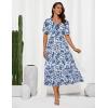 imageGRACE KARIN 2025 Womens Summer Floral Flowy A Line Midi Dresses Elegant Short Sleeve Smocked VNeck Tiered DressesNavy Blue