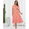 imageGRACE KARIN 2025 Womens Summer Floral Flowy A Line Midi Dresses Elegant Short Sleeve Smocked VNeck Tiered DressesOrange