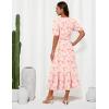 imageGRACE KARIN 2025 Womens Summer Floral Flowy A Line Midi Dresses Elegant Short Sleeve Smocked VNeck Tiered DressesPink