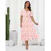imageGRACE KARIN 2025 Womens Summer Floral Flowy A Line Midi Dresses Elegant Short Sleeve Smocked VNeck Tiered DressesPink