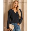 imageGRACE KARIN V Neck Sweater for Women Crochet Pullover Sweater Tops Cable Knit Sleeve Sweaters Spring Summer Fashion 2025Black