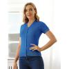 imageGRACE KARIN Womens 2025 Basic Summer Short Sleeve Cardigan Sweaters Lightweight VNeck Button Down Cropped Shrug Sweater TopsDenim Blue