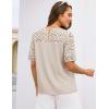 imageGRACE KARIN Womens 2025 Casual Tops Short Sleeve Eyelet Embroidered Summer Trendy Shirts Crewneck Crochet BlousesApricot