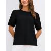 imageGRACE KARIN Womens 2025 Casual Tops Short Sleeve Eyelet Embroidered Summer Trendy Shirts Crewneck Crochet BlousesBlack