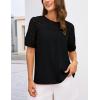 imageGRACE KARIN Womens 2025 Casual Tops Short Sleeve Eyelet Embroidered Summer Trendy Shirts Crewneck Crochet BlousesBlack